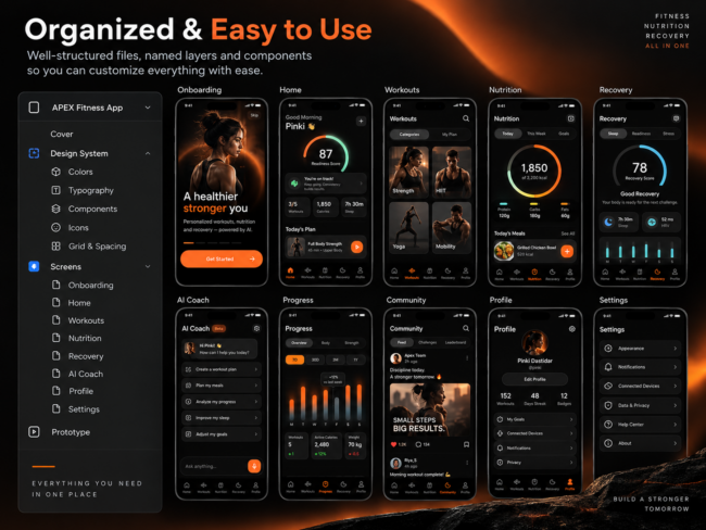 APEX Lite onboarding and auth screens preview