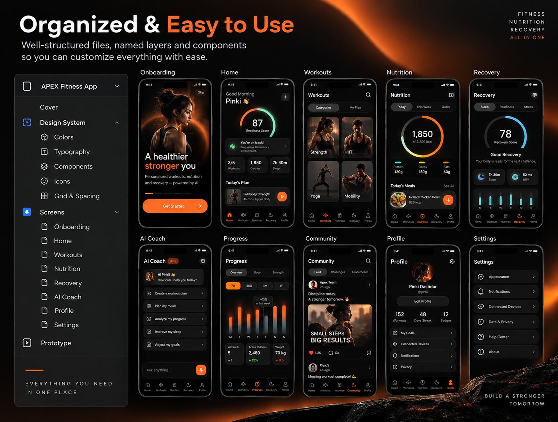 APEX Lite onboarding and auth screens preview