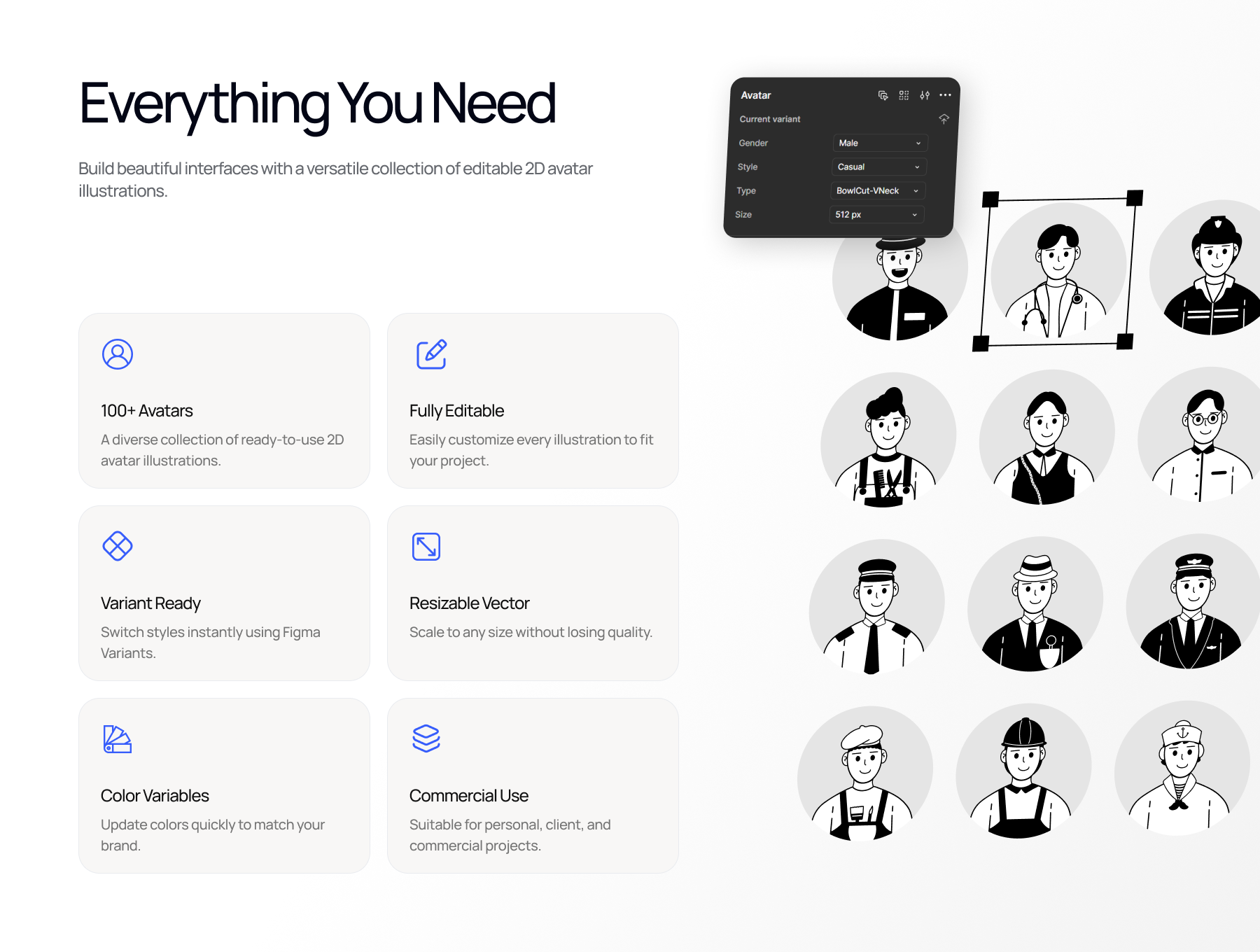 Professional Avatar Illustration Kit avatar variants preview