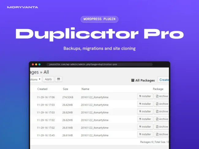 Duplicator Pro WordPress plugin – Moryvanta product image