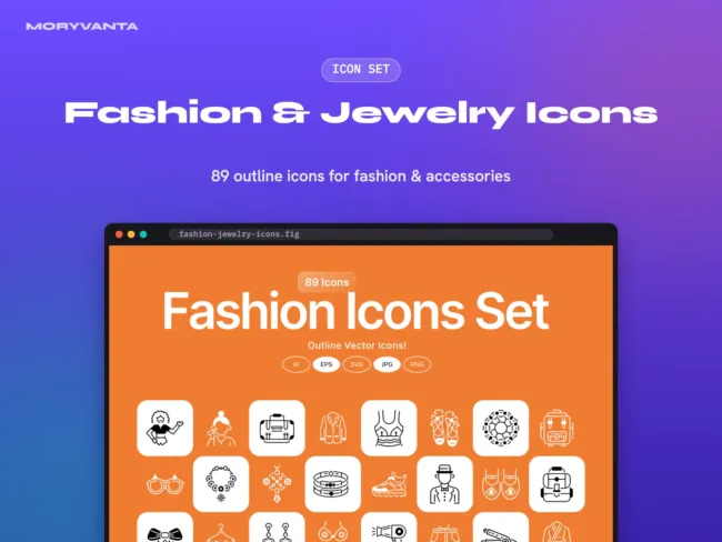 Fashion & Jewelry Icons icon set – Moryvanta product image