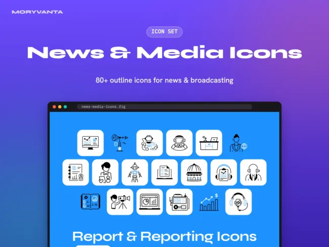 News & Media Icons icon set – Moryvanta product image