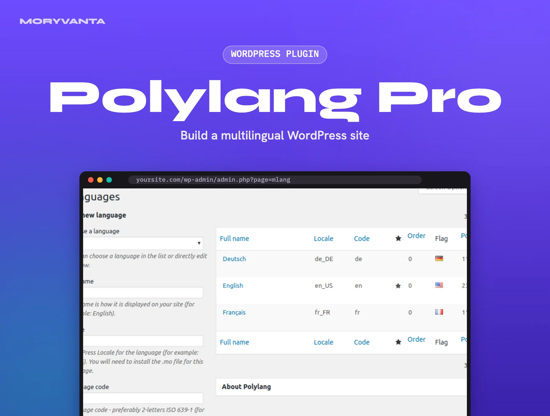 Polylang Pro WordPress plugin – Moryvanta product image