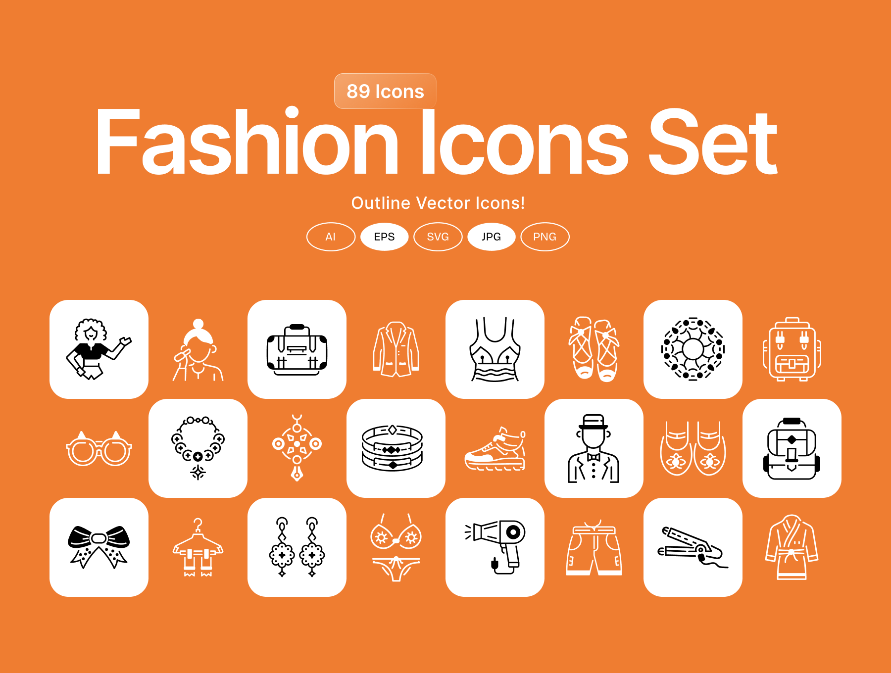 Fashion & Jewelry Icons icon grid preview