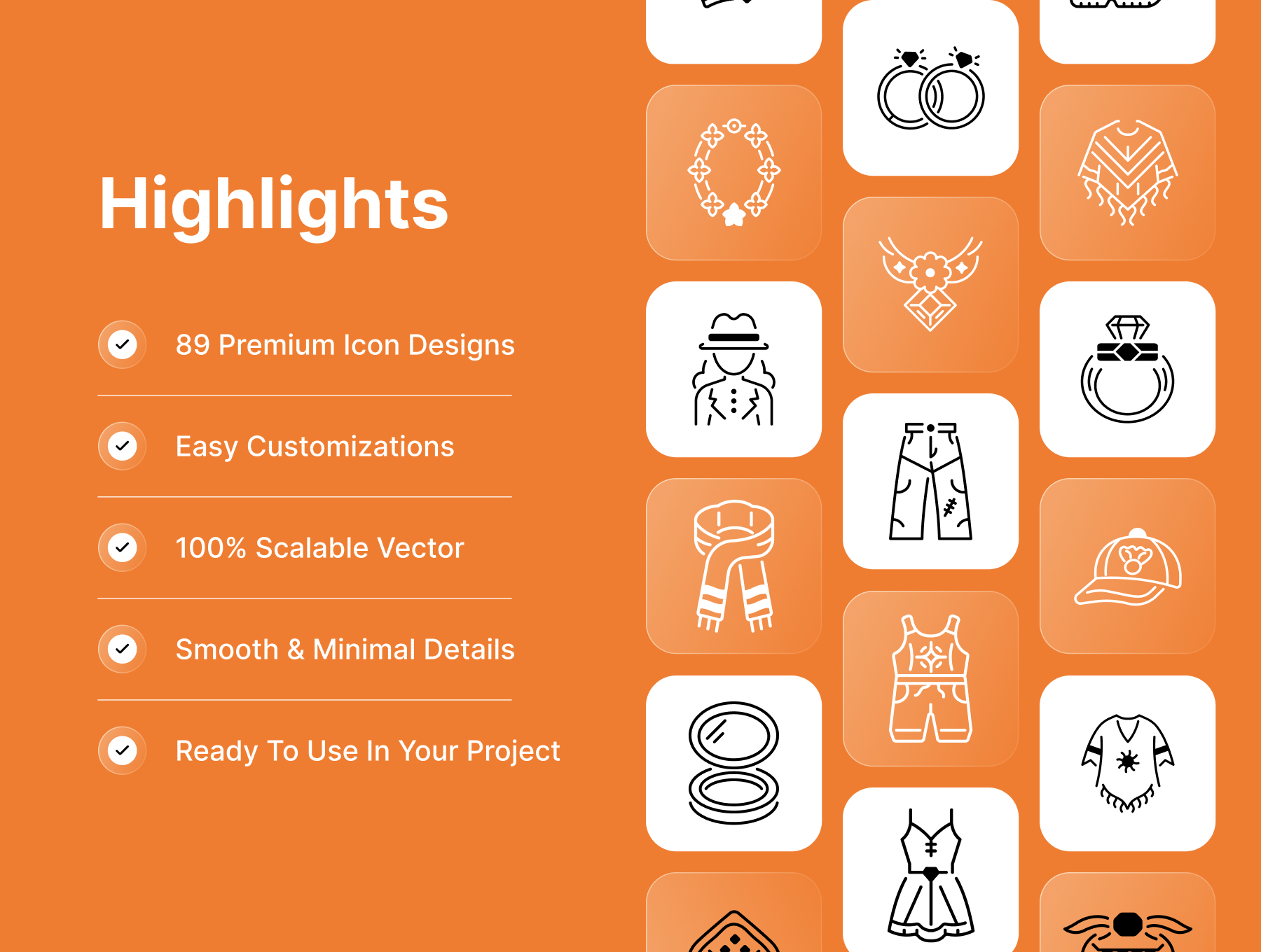 Fashion & Jewelry Icons icon grid preview