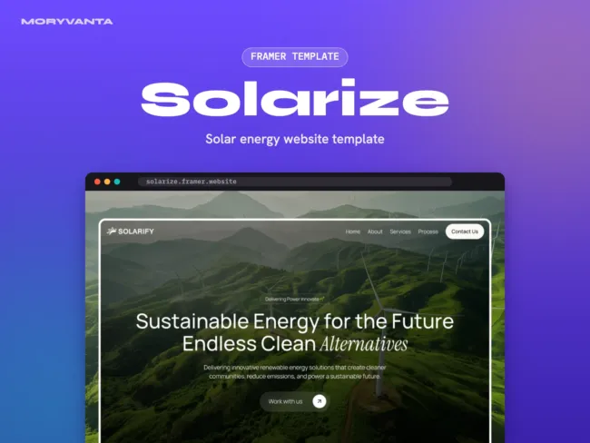 Solarize Framer template – Moryvanta product image