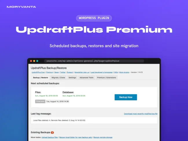 UpdraftPlus Premium WordPress plugin – Moryvanta product image