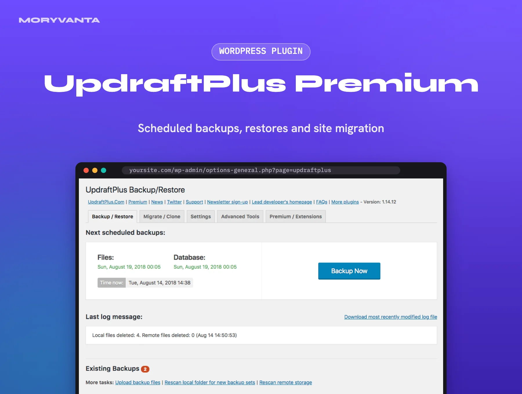 UpdraftPlus Premium WordPress plugin – Moryvanta product image