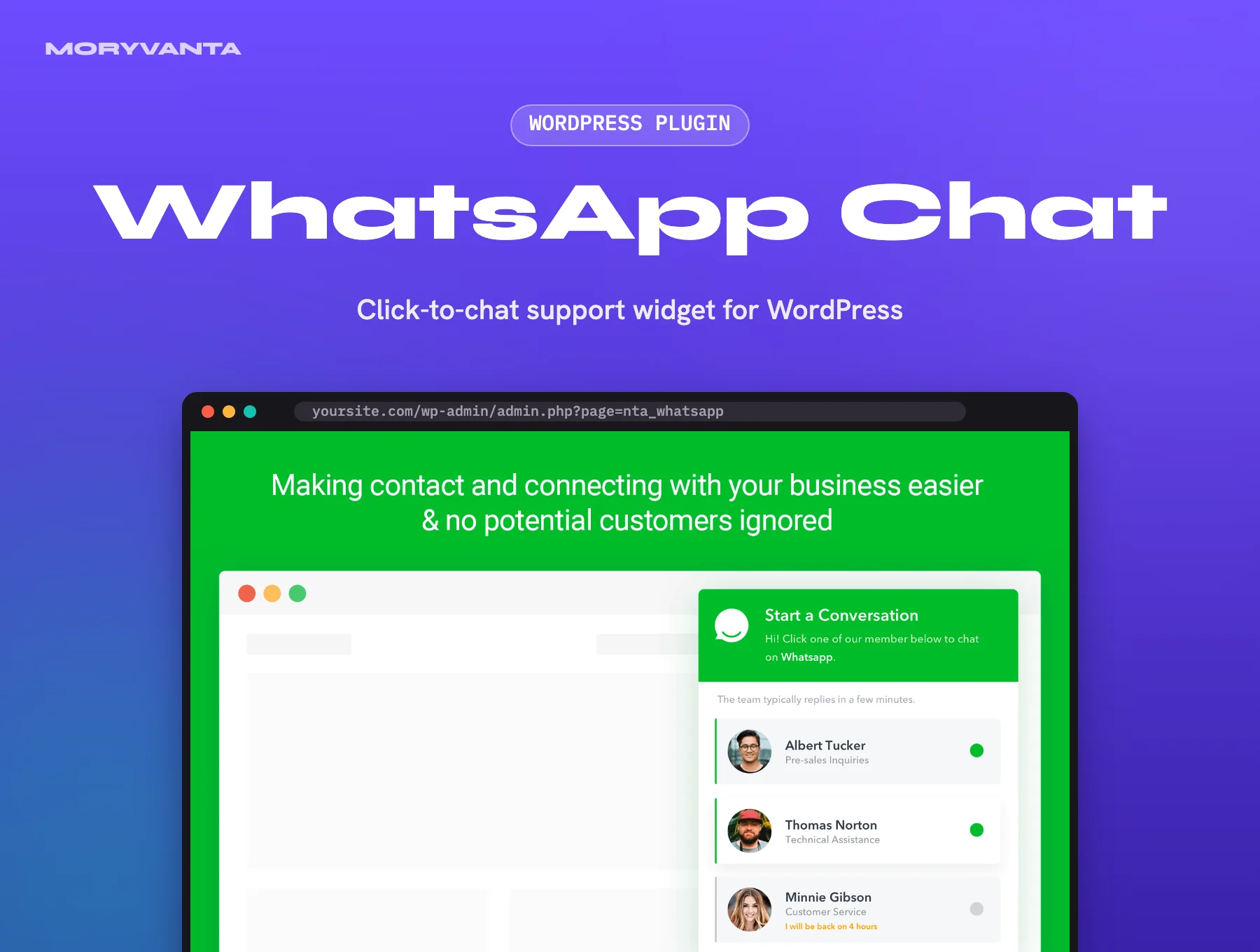 WhatsApp Chat WordPress plugin – Moryvanta product image