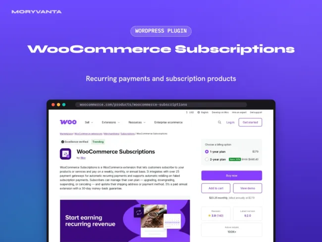 WooCommerce Subscriptions WordPress plugin – Moryvanta product image