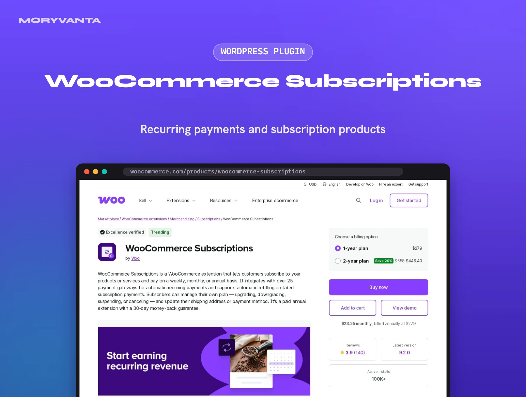 WooCommerce Subscriptions WordPress plugin – Moryvanta product image