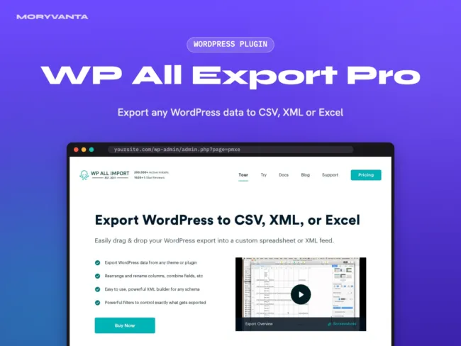 WP All Export Pro WordPress plugin – Moryvanta product image